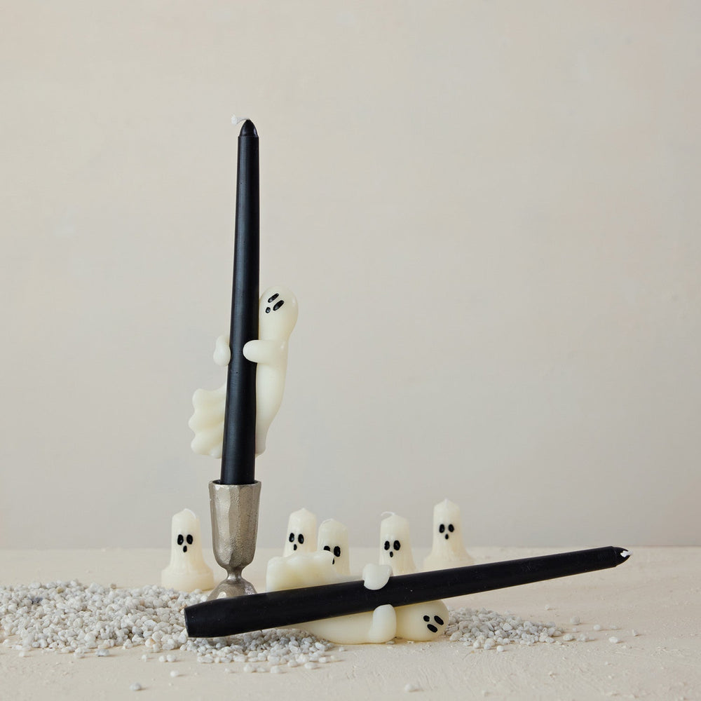 Unscented Taper Candles with Ghost in Box, Black & White, Set of 2 - Something Splendid Co.