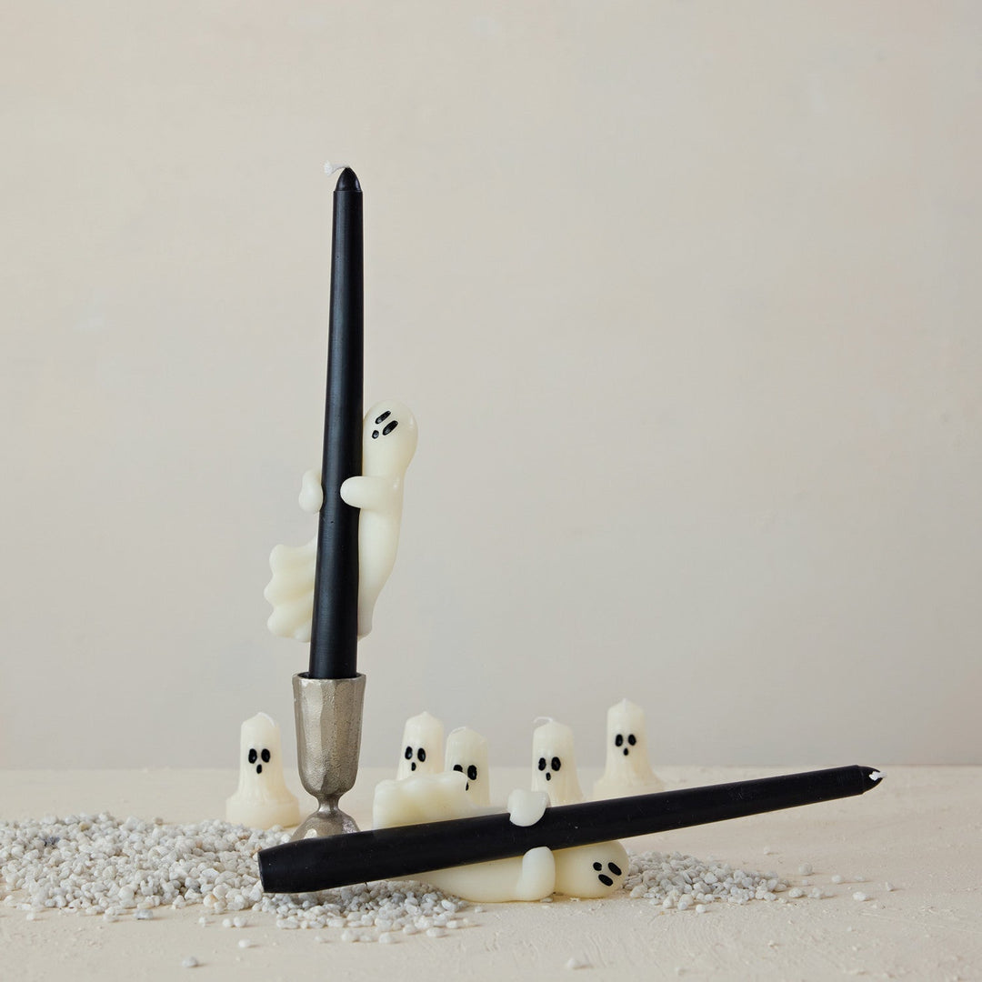 Unscented Taper Candles with Ghost in Box, Black & White, Set of 2 - Something Splendid Co.
