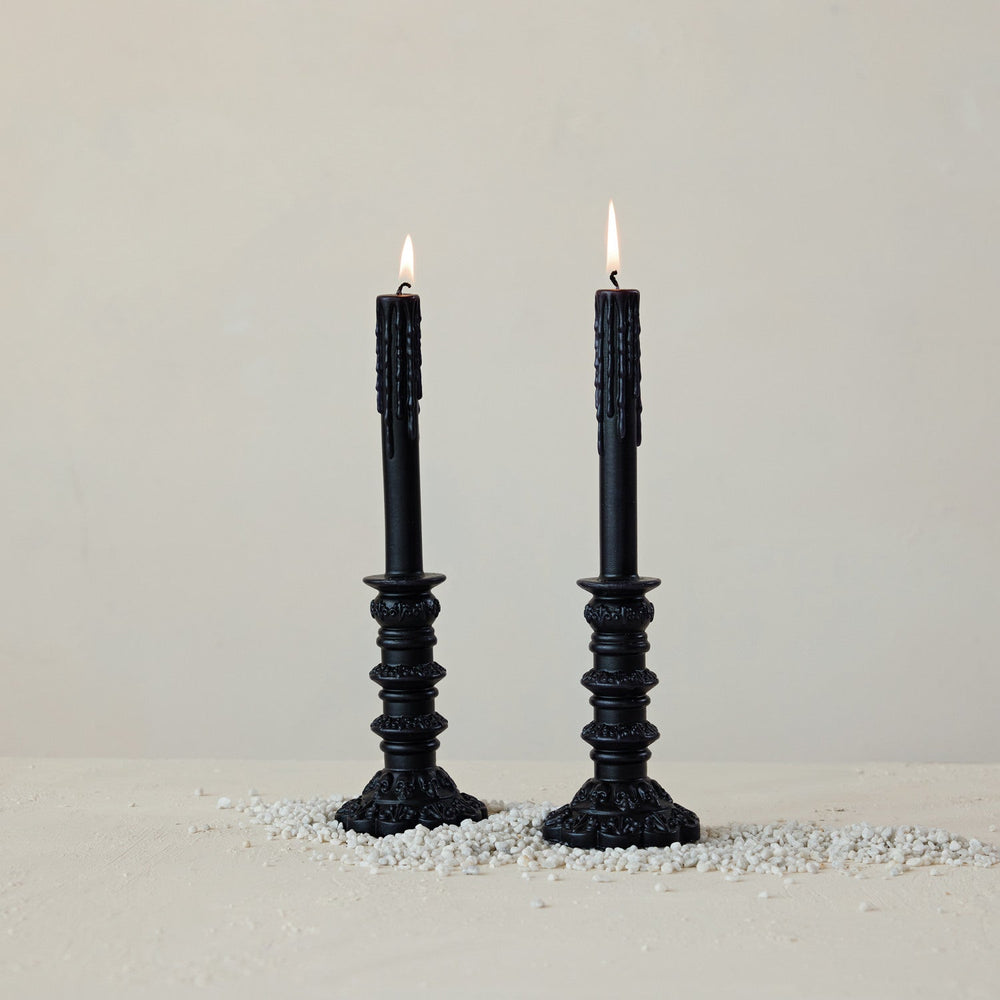 Unscented Taper Holder Shaped Candle, Black - Something Splendid Co.