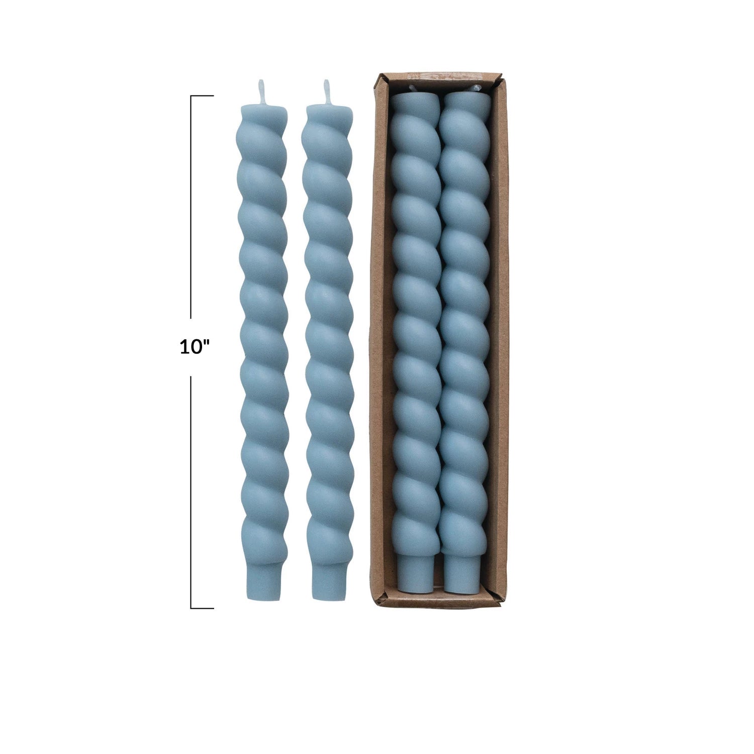 Unscented Twisted Taper Candles, Blue - Set of 2 - Thumbnail 3