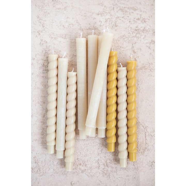 Unscented Twisted Taper Candles, Cream - Set of 2 - Something Splendid Co.