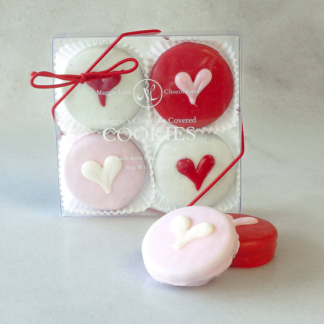 Valentine's 4pc Milk Chocolate Covered Cookies - Hearts - Something Splendid Co.