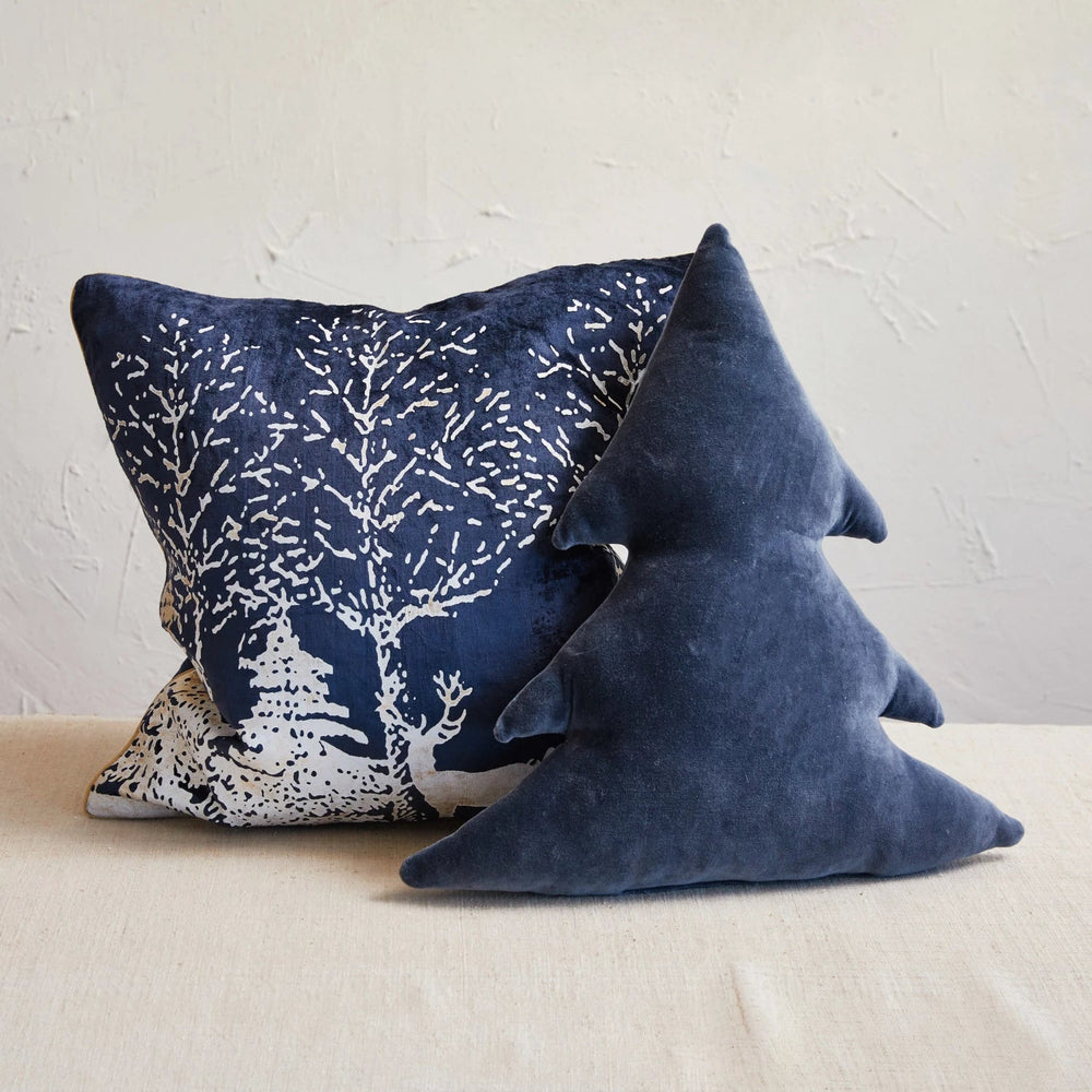Pillo Tree Velvet Tree Shaped Pillow - Navy – Something Splendid Co.