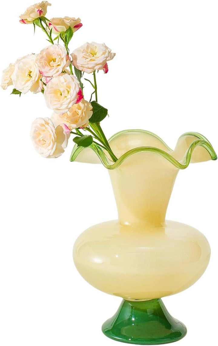 Verdant Bloom Hand - Blown Glass Flower Vase  Décor - 11" - Something Splendid Co.