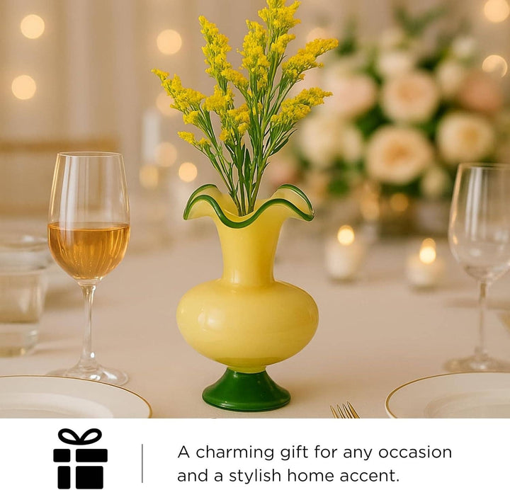 Verdant Bloom Hand - Blown Glass Flower Vase  Décor - 11" - Something Splendid Co.