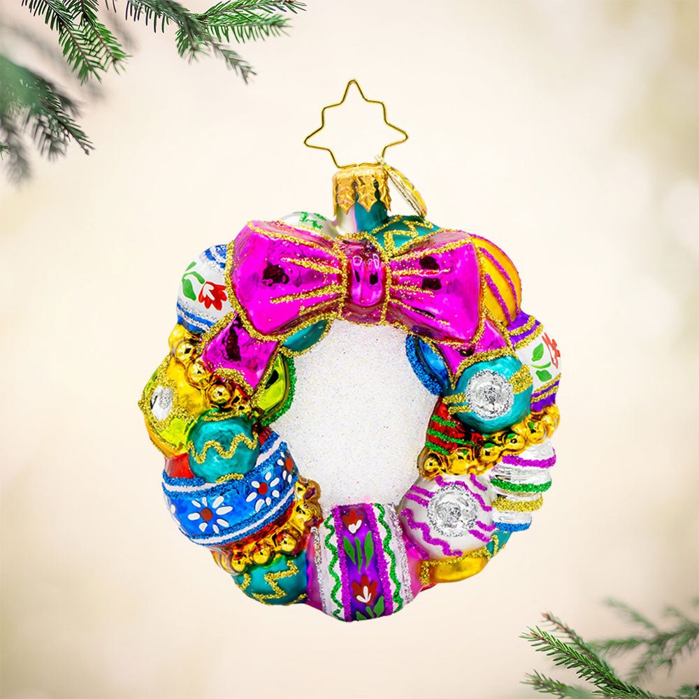 Vintage Holiday Wreath Gem Ornament - Something Splendid Co.