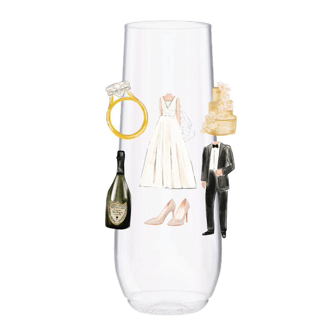 Wedding Collage Champagne 9oz Flute Tossware - Wedding - Something Splendid Co.