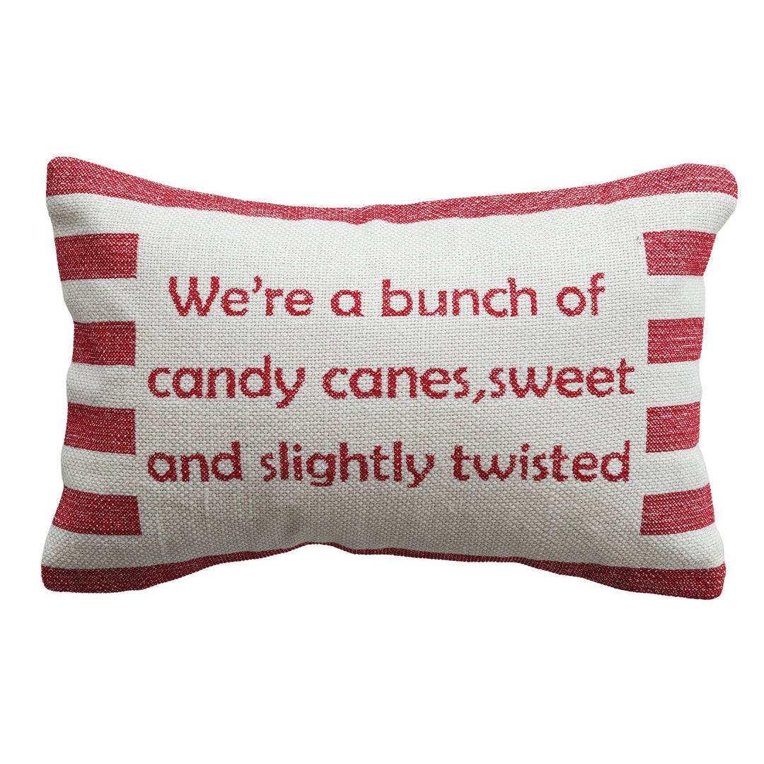 "We're a Bunch of Candy Canes, Sweet and Slightly Twisted" Pillow - Something Splendid Co.