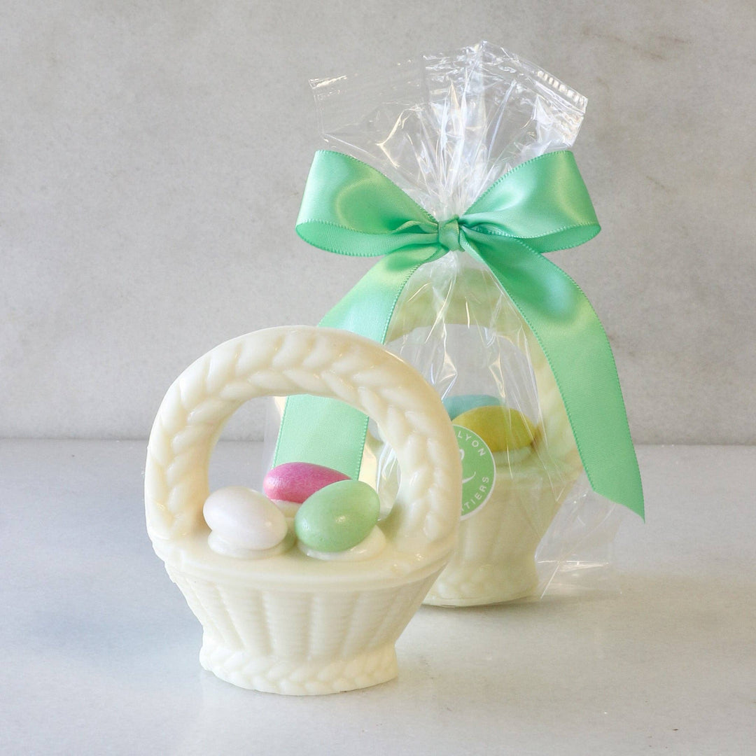 White Chocolate Egg Basket with Jordan Almonds - Something Splendid Co.