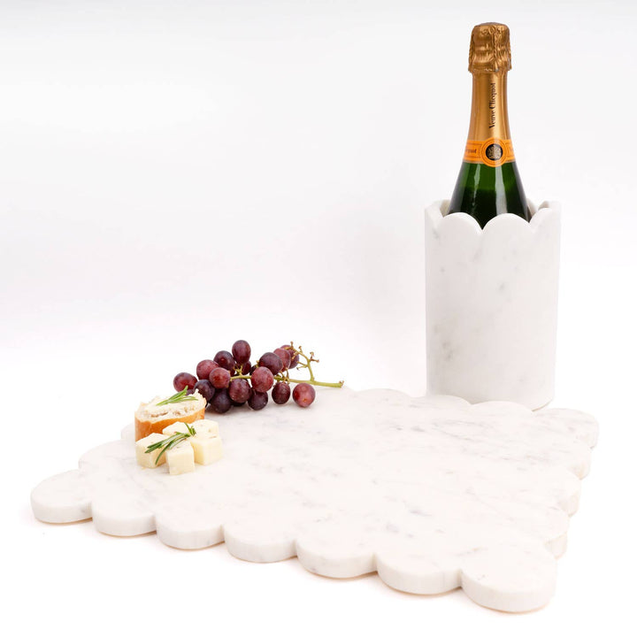 White Marble Scalloped Serving Board - Something Splendid Co.