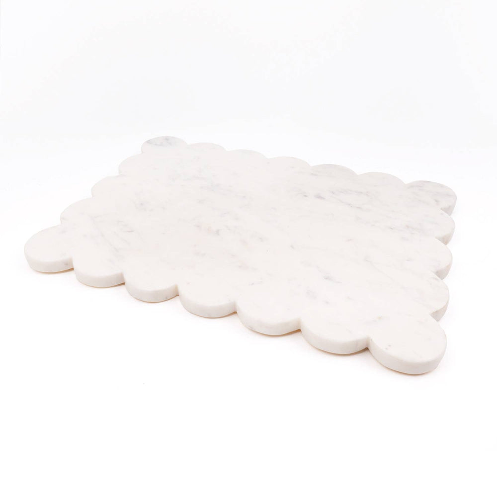 White Marble Scalloped Serving Board - Something Splendid Co.