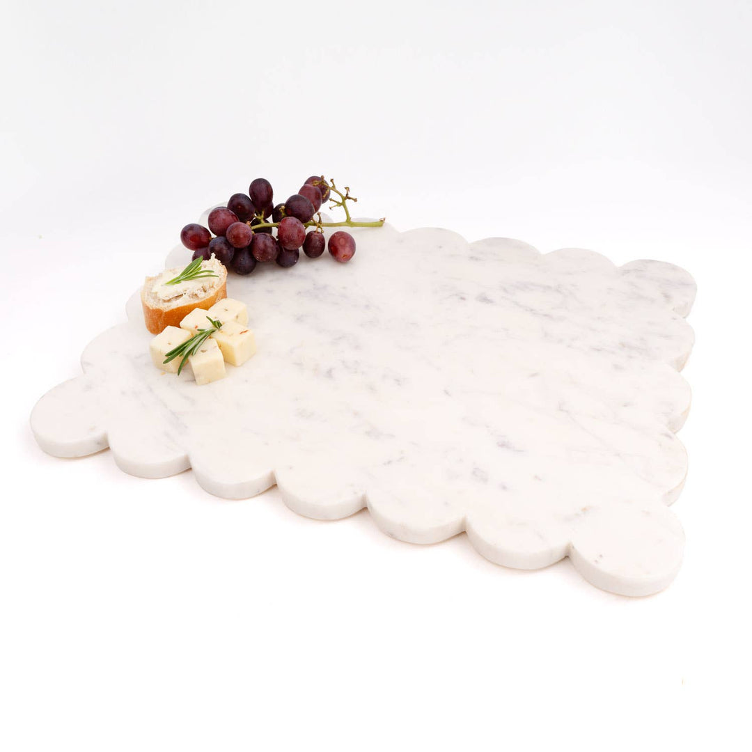 White Marble Scalloped Serving Board - Something Splendid Co.