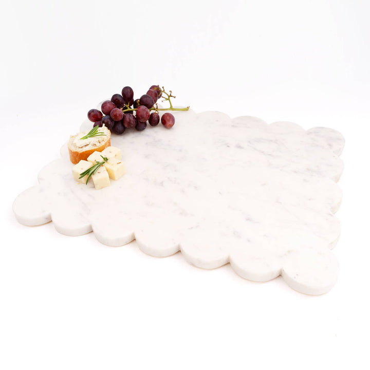 White Marble Scalloped Serving Board - Something Splendid Co.
