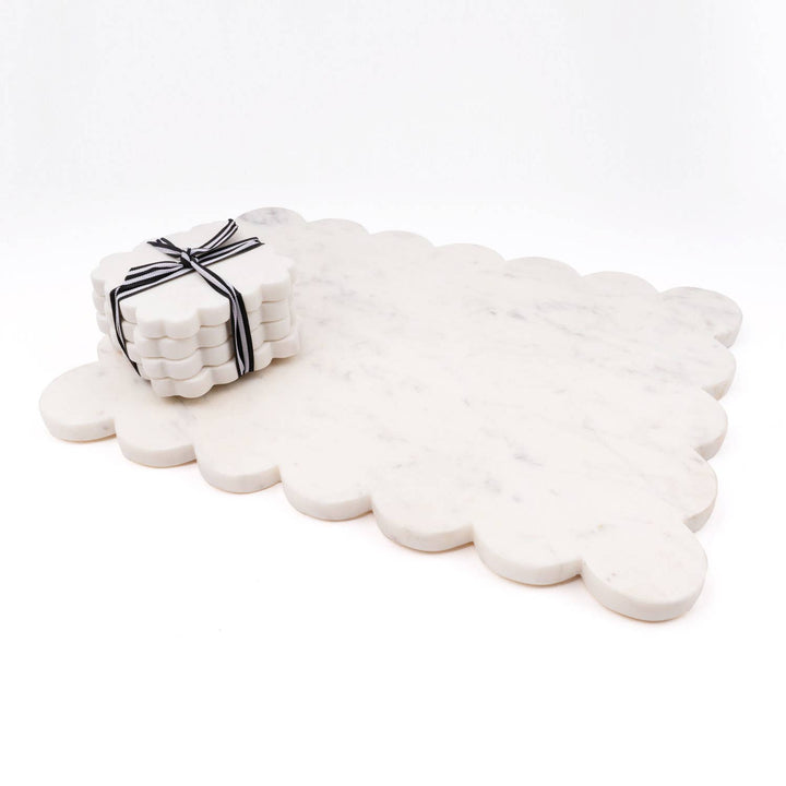 White Marble Scalloped Serving Board - Something Splendid Co.