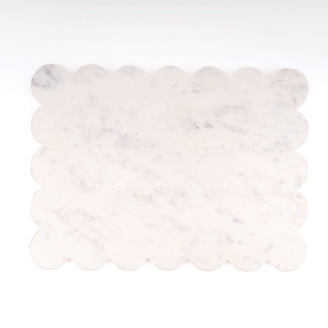 White Marble Scalloped Serving Board - Something Splendid Co.