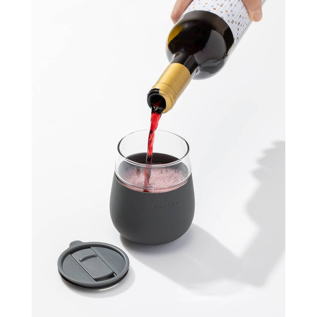 Wine Glass Cup with Silicone Wrap 15 oz: Terrazzo Charcoal - Something Splendid Co.