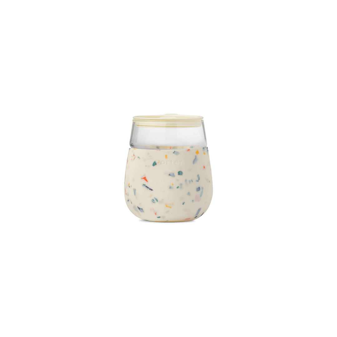 Wine Glass Cup with Silicone Wrap 15 oz: Terrazzo Charcoal - Something Splendid Co.