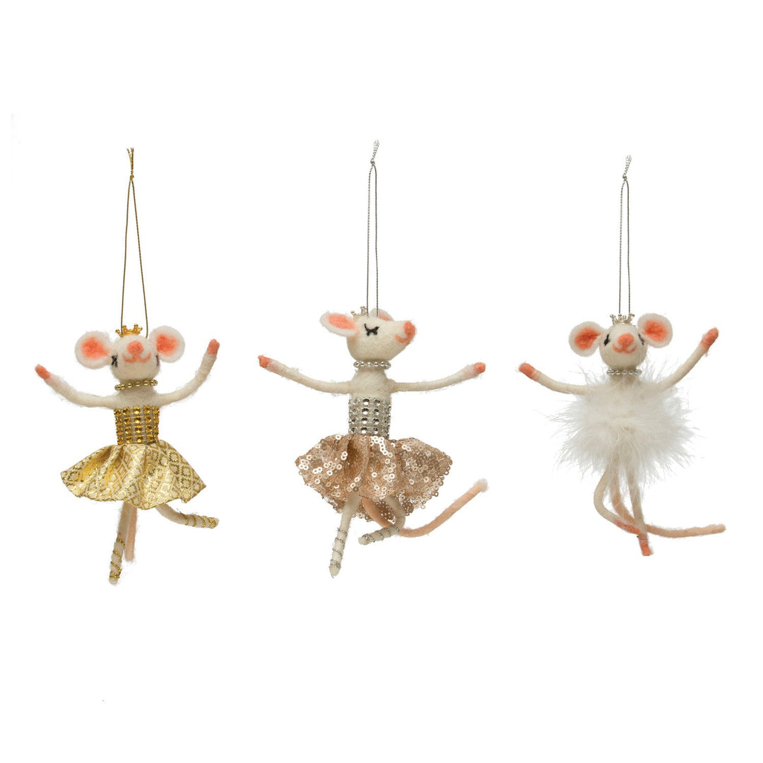 Wool Felt Ballerina Mouse Ornament - Something Splendid Co.