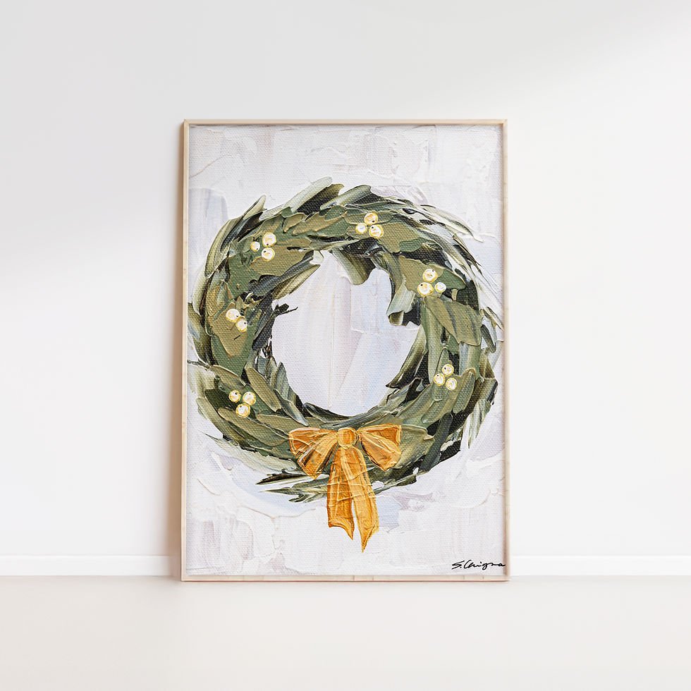 Wreath with Gold Ribbon Print | 8x10" - Something Splendid Co.
