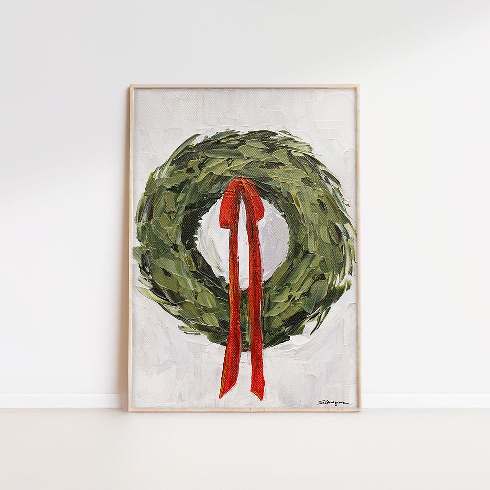 Wreath with Red Ribbon Print | 8x10" - Something Splendid Co.