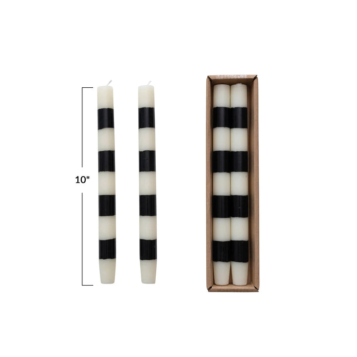10"H Unscented Taper Candles w/ Stripes in Box, Set of 2 (Approximate Burn Time 15 Hours), view 7