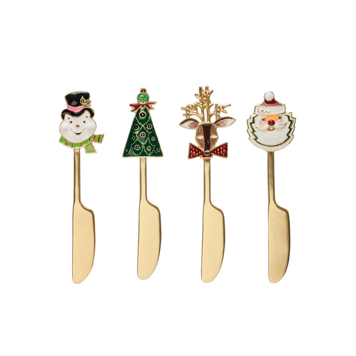 5"L Zinc Alloy Canape Knife w/ Enameled Holiday Icon Handle, 4 Styles, view 2