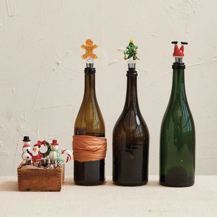Zinc Alloy Wine Stopper w/ Hand-Painted Glass Holiday Icon, 8 Styles, view 4