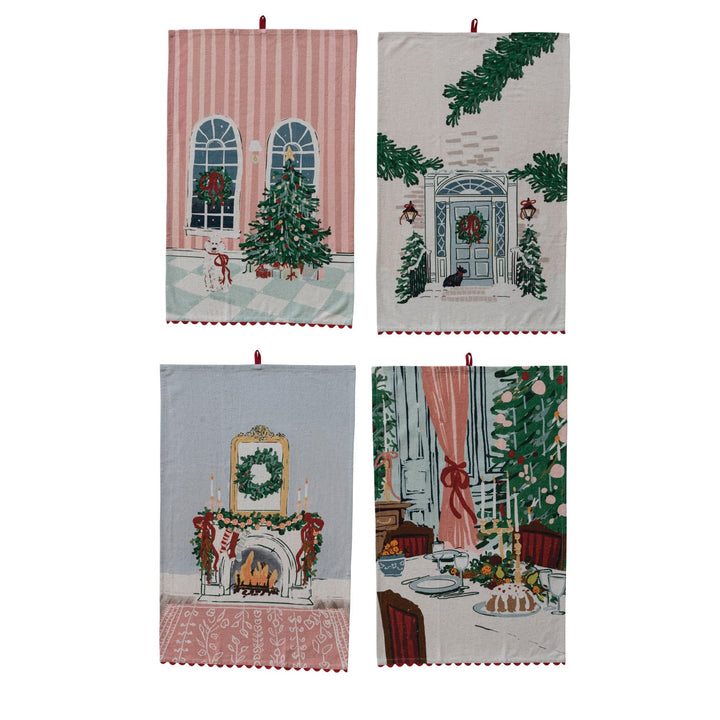 Holiday Scene Tea Towel, 4 Styles