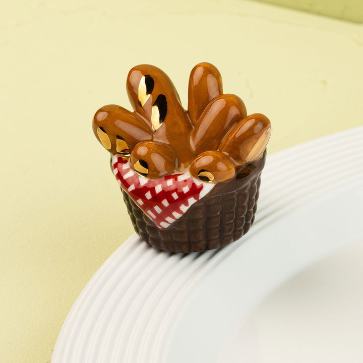 You Knead This Mini by Nora Fleming — hand-painted ceramic basket of fresh-baked bread (alternate view)