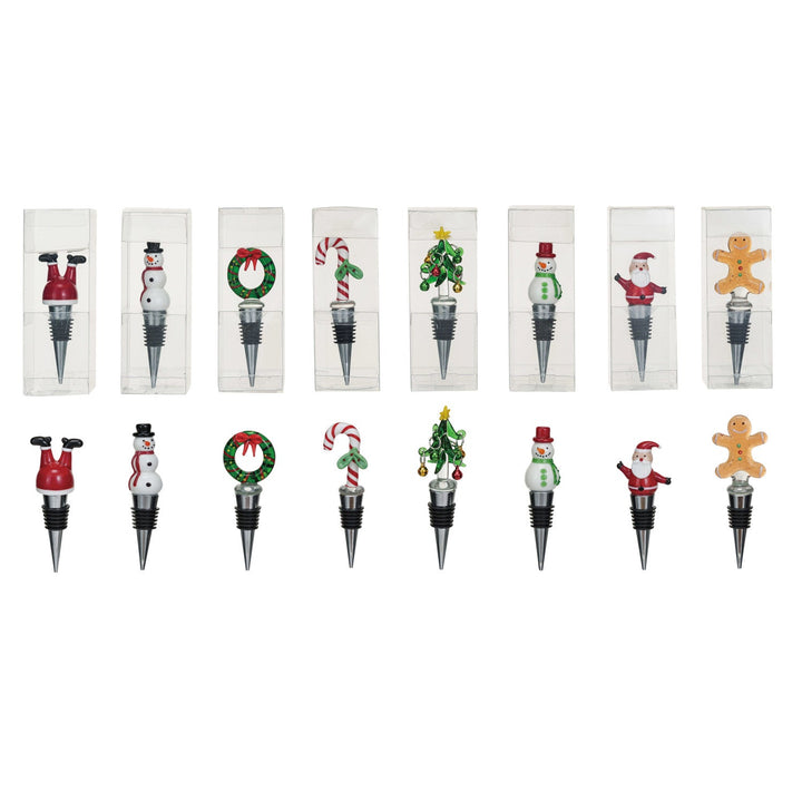 Zinc Alloy Wine Stopper w/ Hand-Painted Glass Holiday Icon, 8 Styles - Something Splendid Co.